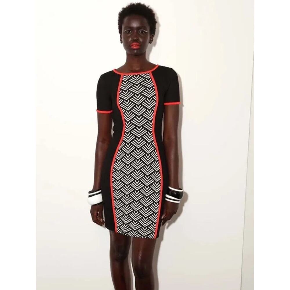 Yoana Baraschi Runway Dress 6 Black White Geometric Mesh Panel Colorblock Fall